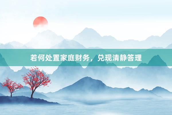 若何处置家庭财务，兑现清静答理